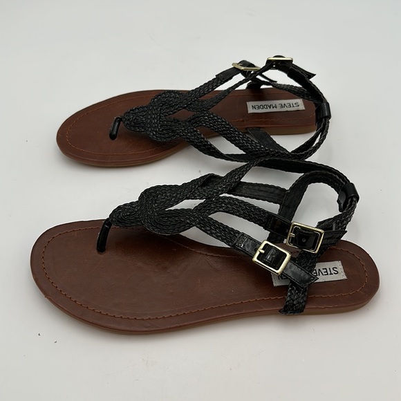 Steve Madden  Womens' Braided Roman Gladiator Flat Sandal Thong Sandals - Picture 4 of 13